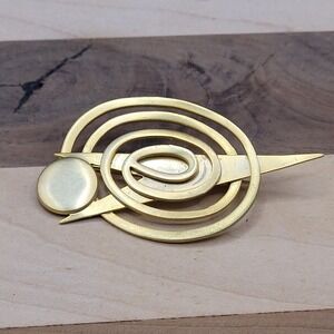 Vintage Gold Tone Atomic Mid Century MCM Abstract Brooch